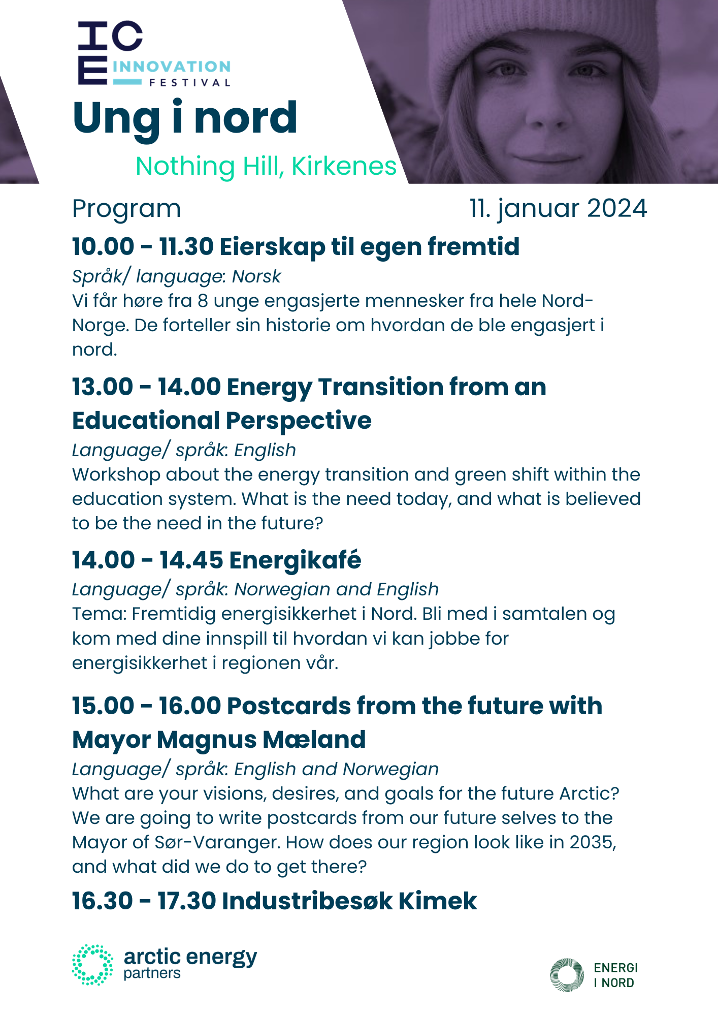 Programmet til Ung i nord p&aring; ICE Innovation Festival