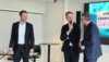 Inviterte til leverandørseminar før konferansestart. Fra venstre: Thomas Borgen. Ocean Cluster Helgeland, energiminister Terje Aasland, og Kjell Giæver, AEP. 