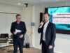 Thomas Borgen (til høyre) var godt fornøyd med årets utgave av Offshore Nordland. Her sammen med Kjell Giæver under leverandørseminaret.