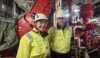Grete Haaland, Equinor og Knut Valvik, Transocean, på omvisning på Transocean Enabler. 